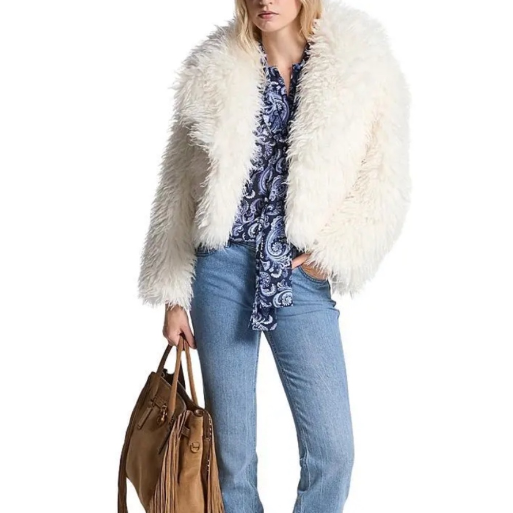 MICHAEL KORS  Cropped Faux Fur Jacket